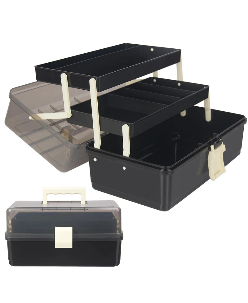 Xdovet 3-Tier Portable Plastic Craft Storage Box with Handle