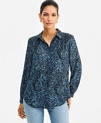 I.n.c. International Concepts Women's Long-Sleeve Button Down Tunic Blouse, Macy's Exclusive
