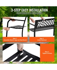 Vevor Outdoor Bench 46 in Metal Garden Bench 480 lbs Park Patio Yard Porch Bench
