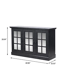 Clihome Buffet Sideboard Cabinet with 3 Mirrored Acrylic Doors, Adjustable Shelves Mdf Storage