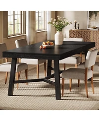 Tribesigns 70.9-Inch Dining Table for 6-8, Large Farmhouse Kitchen with Reinforced Metal Legs