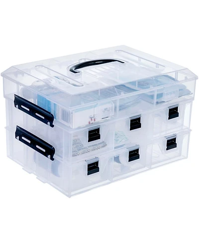 Xdovet Plastic StorBox Organizer Arts Crafts Sewing Supplies Case Accents Compartments Drawers Dividers