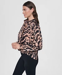 Dkny Women's Printed Twist-Front Long-Sleeve Shirt