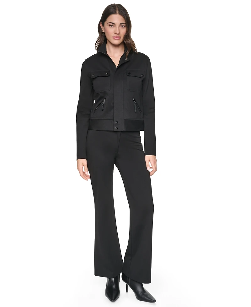 Dkny Women's Soho Ponte Tech Zip-Front Jacket