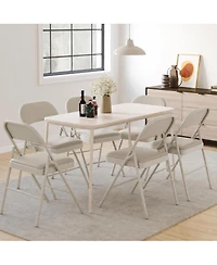 homfan Set of 6 Folding Chairs with Padded Cushion – Pu Leather Stackable Portable Dining Chairs for Home Office Wedding Party Patio Garden