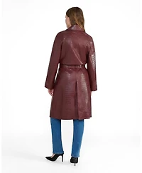 Furniq Uk Women's Sloane Croc Embossed Leather Trench Coat