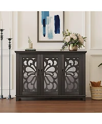Clihome Buffet Cabinet with 3 Mirrored Doors, 49.33'' Wide Storage Adjustable Shelves