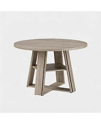 homfan Extendable Round Dining Table for 4-8 – Transformer Oval Table with Wood Pedestal Base and Storage Shelf, for Kitchen or Apartment