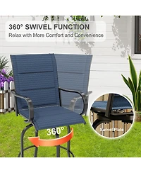 gaomon All-Weather 2 Piece Outdoor Swivel Bar Stools, Patio Chairs with High Back for Patio, Deck, Backyard, Padded