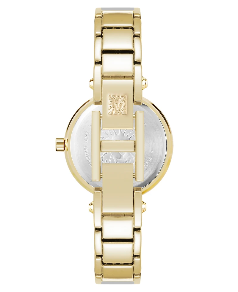 Anne Klein Women's Quartz Round Gold-Tone Gray Bangle Watch 28mm x 34mm