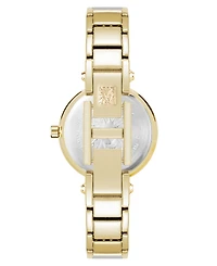 Anne Klein Women's Quartz Round Gold-Tone Gray Bangle Watch 28mm x 34mm