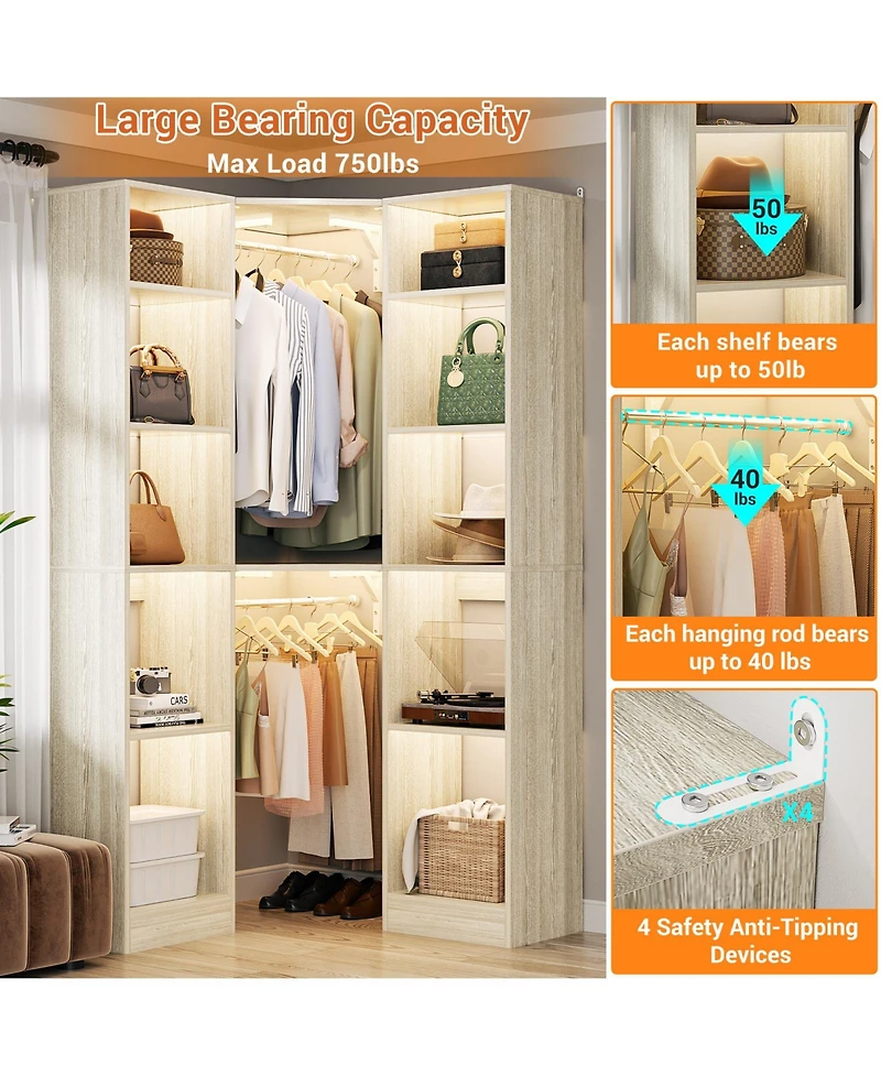 Aheaplus Corner Closet Organizer with 12 Shelves, Closets for Space