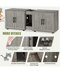 homfan double cat litter box enclosure with dual compartments, engineered wood hidden cabinet, indoor cat house furniture for 2 cats.