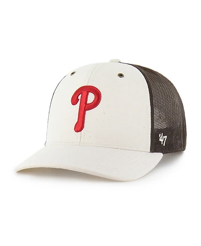 Carhartt x '47 Men's Natural/Brown Philadelphia Phillies Undyed Trucker Adjustable Hat