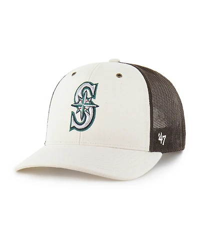 Carhartt x '47 Men's Natural/Brown Seattle Mariners Undyed Trucker Adjustable Hat