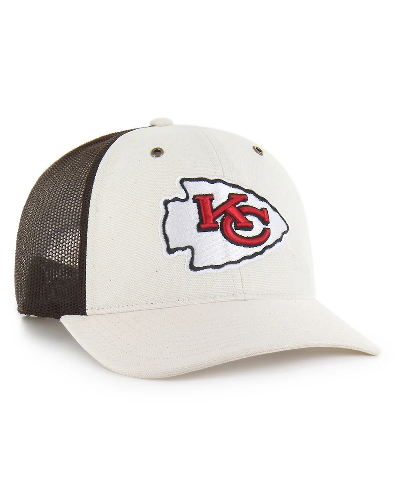 Carhartt x '47 Men's Natural/Brown Kansas City Chiefs Undyed Trucker Adjustable Hat
