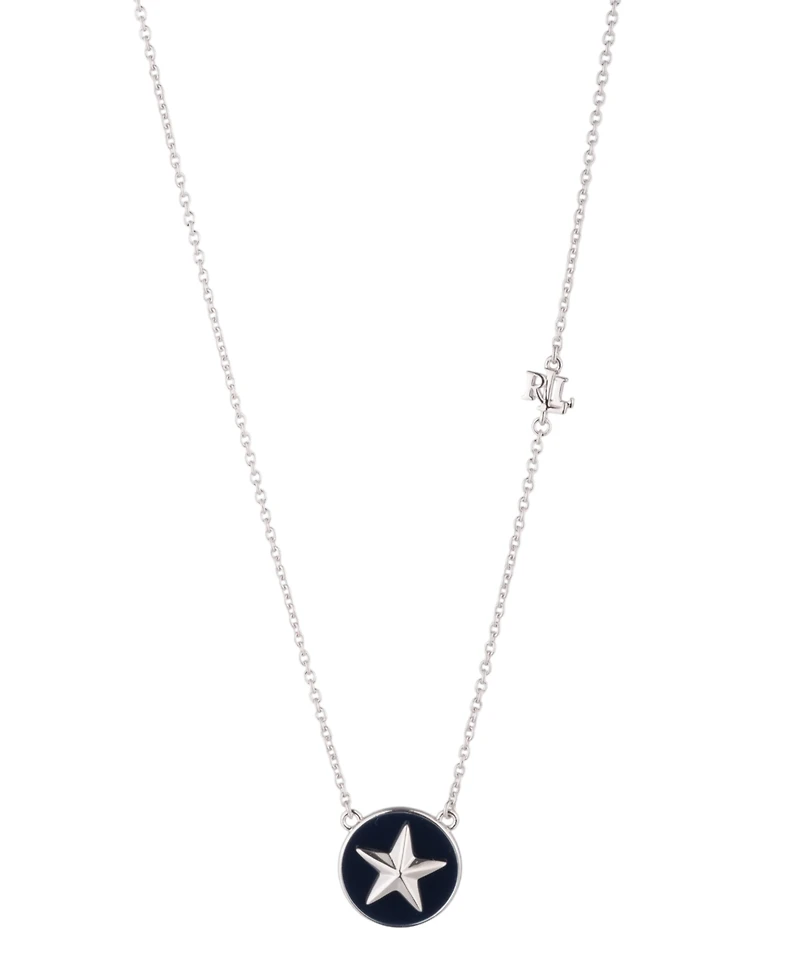 Lauren Ralph Lauren Sterling Silver Navy Enamel Star Charm Necklace