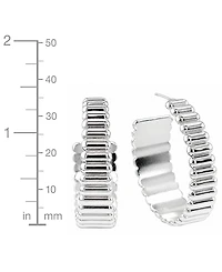 And Now This Fine Silver-Tone Plated Ribbed C Hoop Earrings