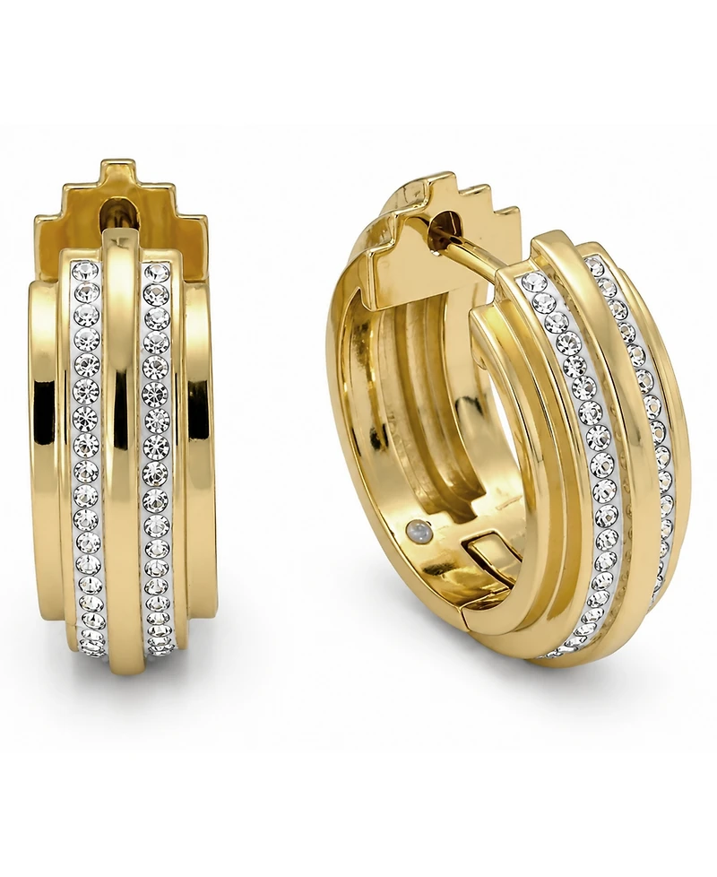 And Now This Crystal Gold-Tone Plated Hinged Hoop Earrings