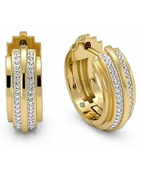And Now This Crystal Gold-Tone Plated Hinged Hoop Earrings