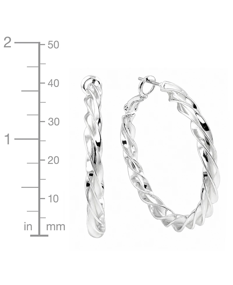 And Now This Fine Silver-Tone Plated Twist Omega Hoop Earrings