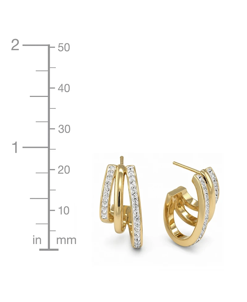 And Now This Crystal Gold-Tone Plated Triple Row Hoop Earrings
