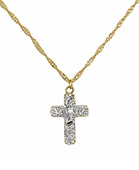 And Now This Crystal Gold-Tone Plated Composite Stone Pave Cross Pendant Necklace