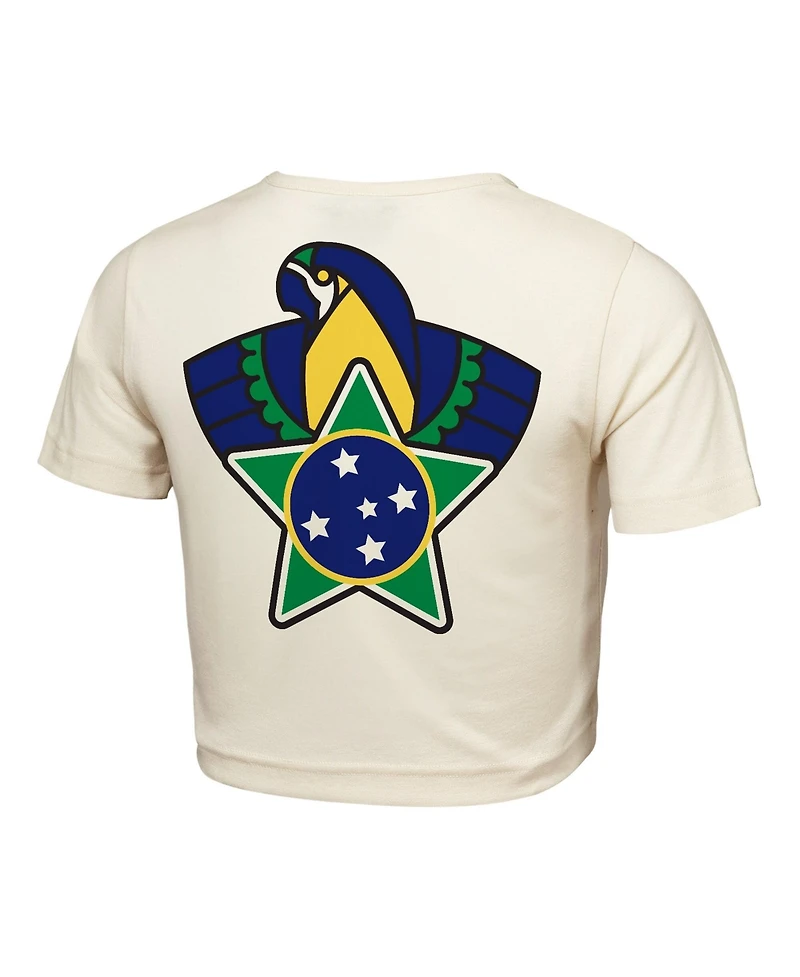 Outerstuff Women's Natural Brazil Fifa World Cup 2026 Elote Squad Cropped T-Shirt