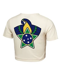Outerstuff Women's Natural Brazil Fifa World Cup 2026 Elote Squad Cropped T-Shirt