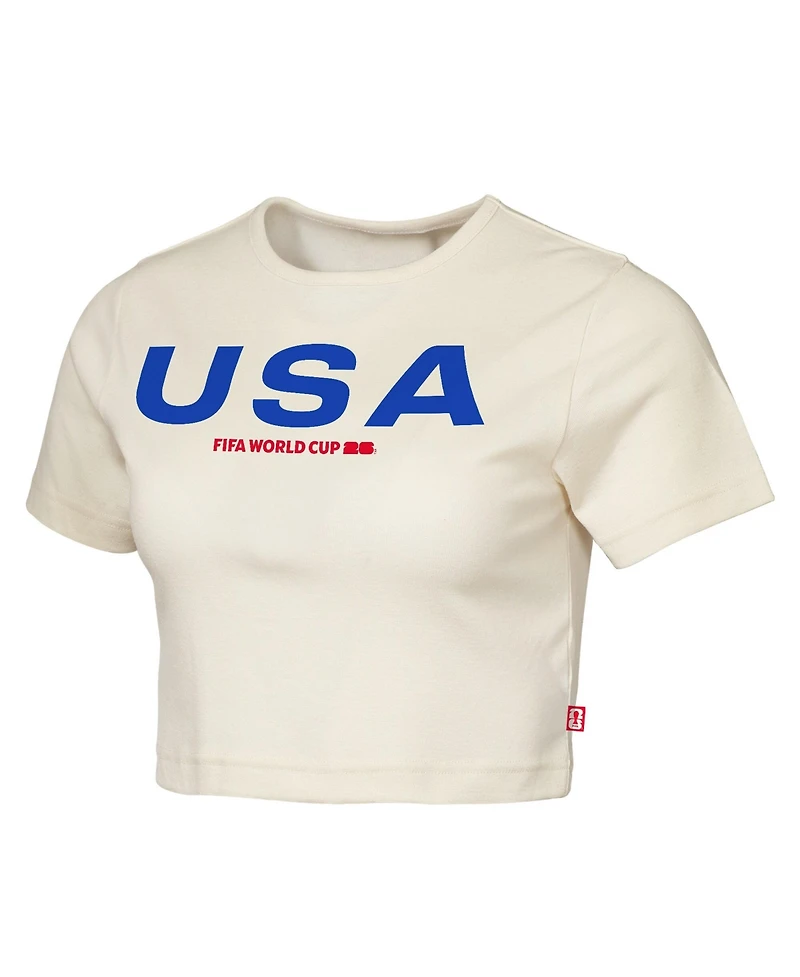 Outerstuff Women's Natural Usa Fifa World Cup 2026 Elote Squad Cropped T-Shirt