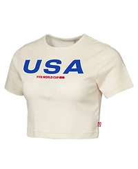 Outerstuff Women's Natural Usa Fifa World Cup 2026 Elote Squad Cropped T-Shirt