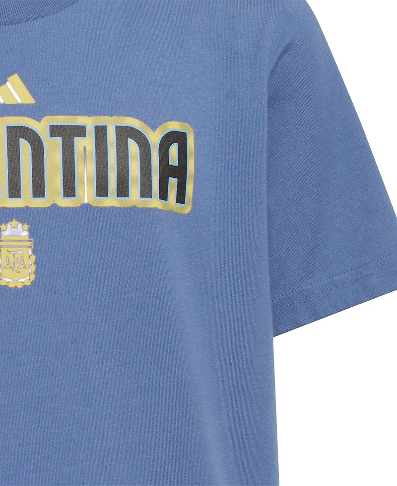 Adidas Big Boys and Girls Blue Argentina National Team Jersey Hook T-Shirt