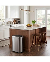 Mega Casa 13-Gallon Motion Sensor Trash Can, Stainless Steel 50-Liter Automatic Touchless Waste Bin with Silent Close Lid