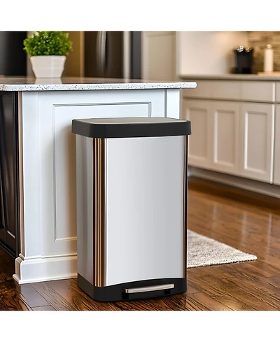 Mega Casa 14.5 Gal./55 Liter Rectangle Step-On Stainless Steel Trash Can for Kitchen