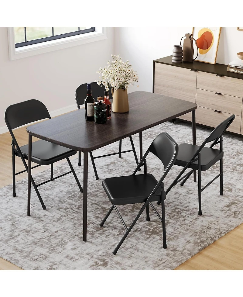 gaomon 8 Pack All-Steel Folding Chairs with Backrest, Heavy Duty Metal Foldable Dining Chair Set of 8 Hold Up to 350 Lbs, Black Portable Chair