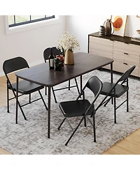 gaomon 8 Pack All-Steel Folding Chairs with Backrest, Heavy Duty Metal Foldable Dining Chair Set of 8 Hold Up to 350 Lbs, Black Portable Chair