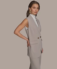 Donna Karan New York Petite V-Neck One-Button Vest