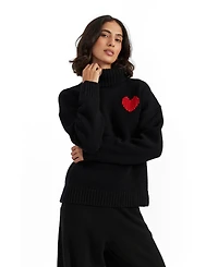 Chinti & Parker Women's Merino Heart Rollneck Sweater