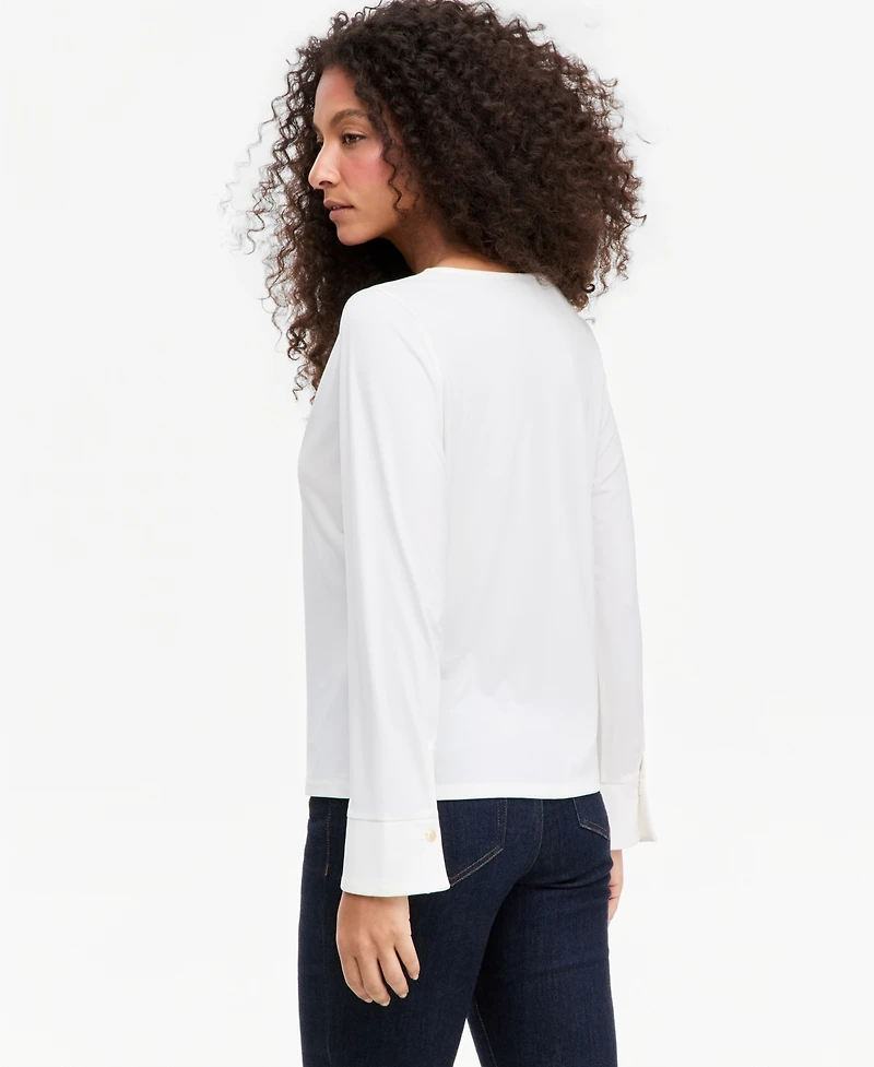 I.n.c. International Concepts Women's V-Neck Long-Sleeve Blouse, Macy's Exclusive