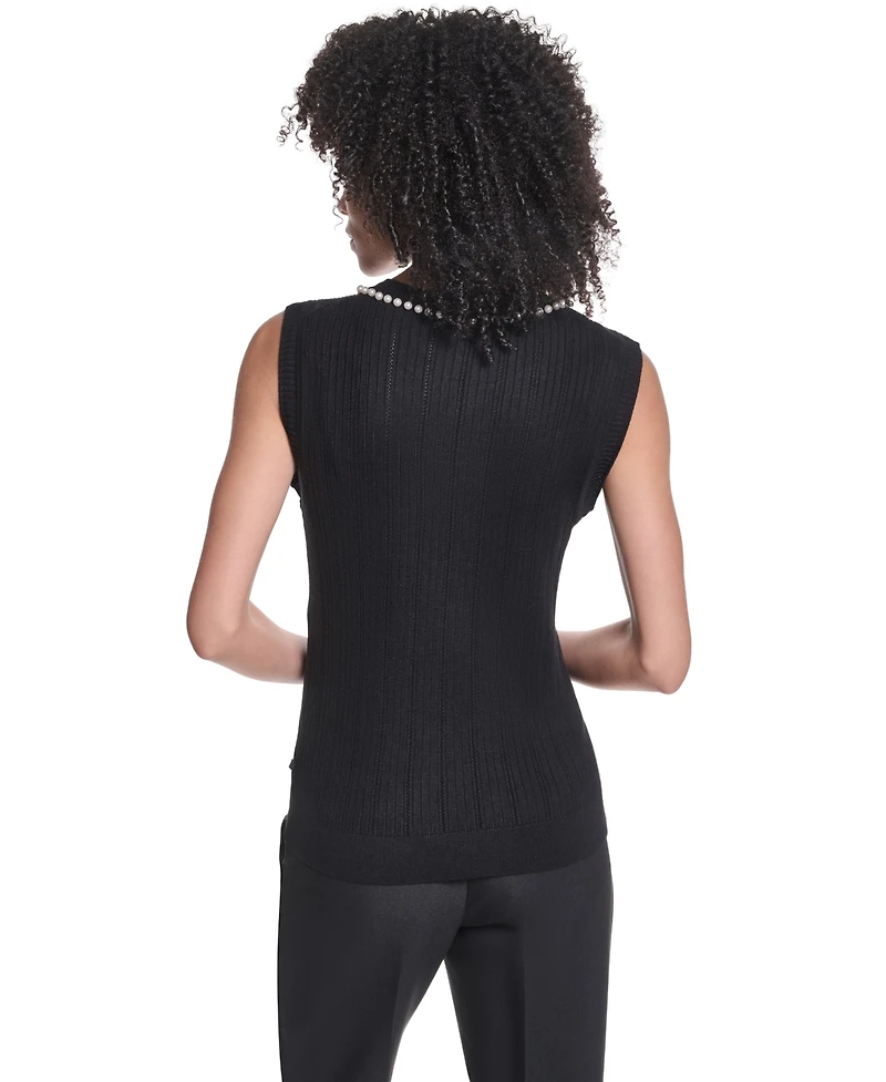 Karl Lagerfeld Paris Petite Sleeveless Crewneck Sweater