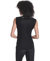 Karl Lagerfeld Paris Petite Sleeveless Crewneck Sweater