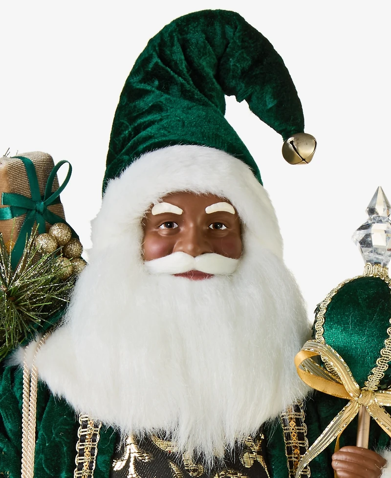 Holiday Lane Opulence African American Standing Santa with Gift Bag and Scepter, Macy's Exclusive