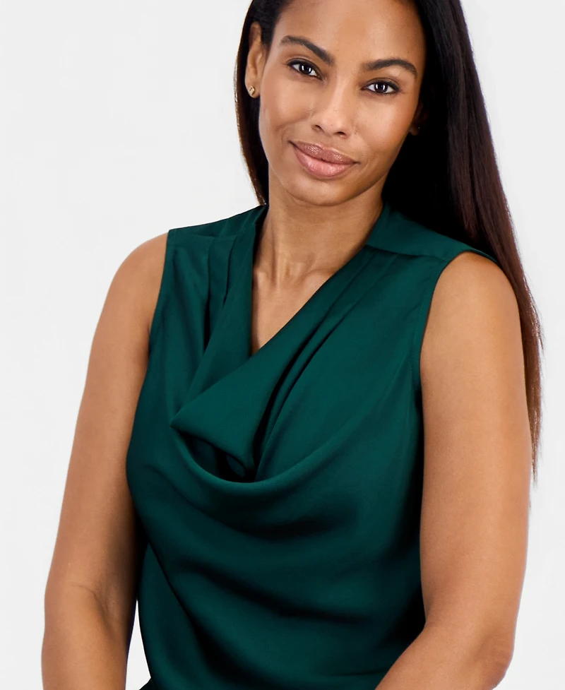 Kasper Petite Sleeveless Cowl-Neck Drape Blouse