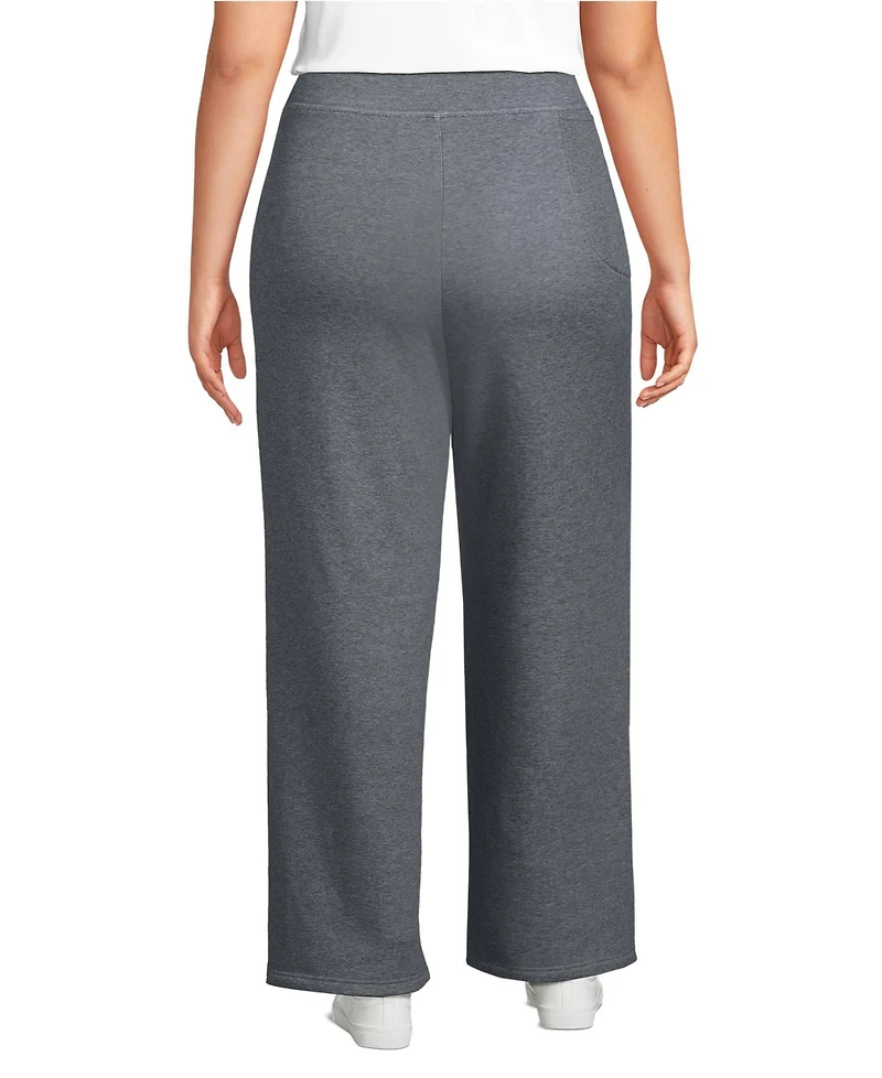 Lands' End Plus Size Serious Sweats High Rise Fleece Lined Straight Leg Pants