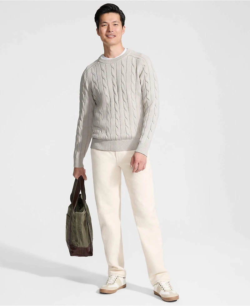 Lands' End Men's Long Sleeve Drifter Cable Crewneck Sweater