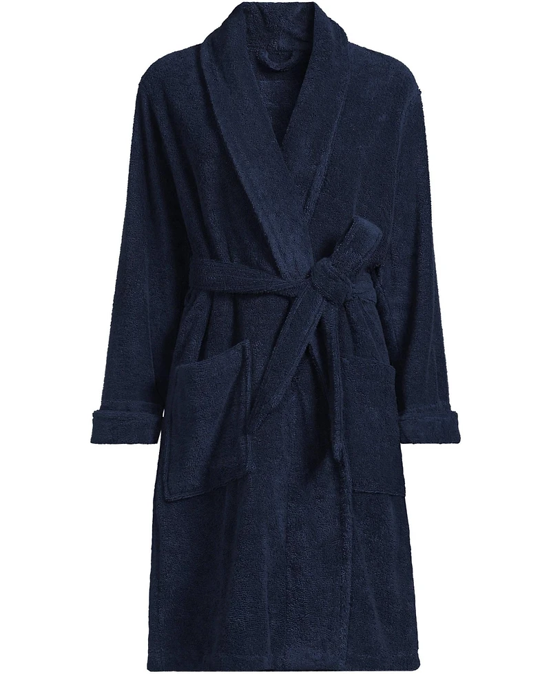 Lands' End Women's Soft Terry Long Sleeve Knee Length Robe
