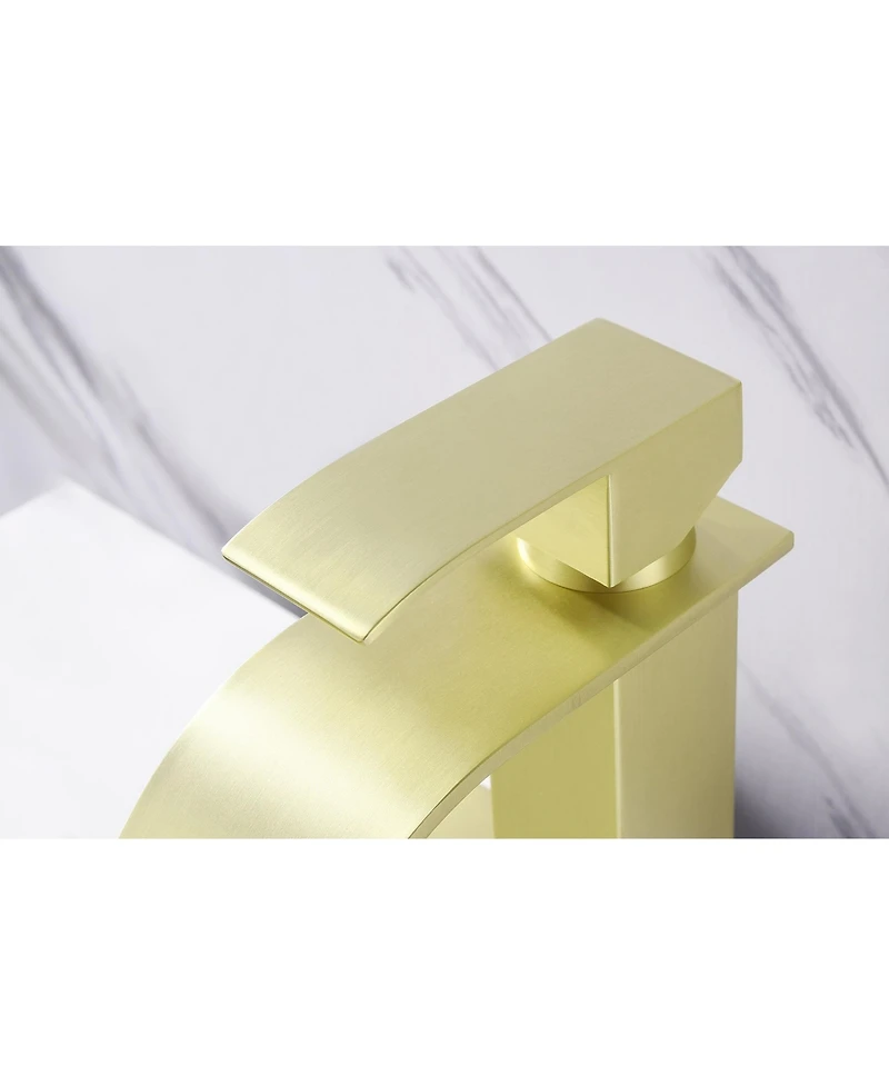 Midola Waterfall Spout Bathroom Sink Single Handle Faucet with Pop-Up Drain (with Overflow) for Bathroom