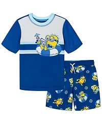 Minions Toddler Boys Swimwear 2-Piece Rash Guard and Swim Trunks Set