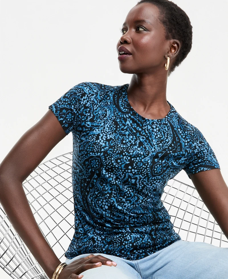 I.n.c. International Concepts Women's Printed Short-Sleeve Crew T-Shirt, Macy's Exclusive