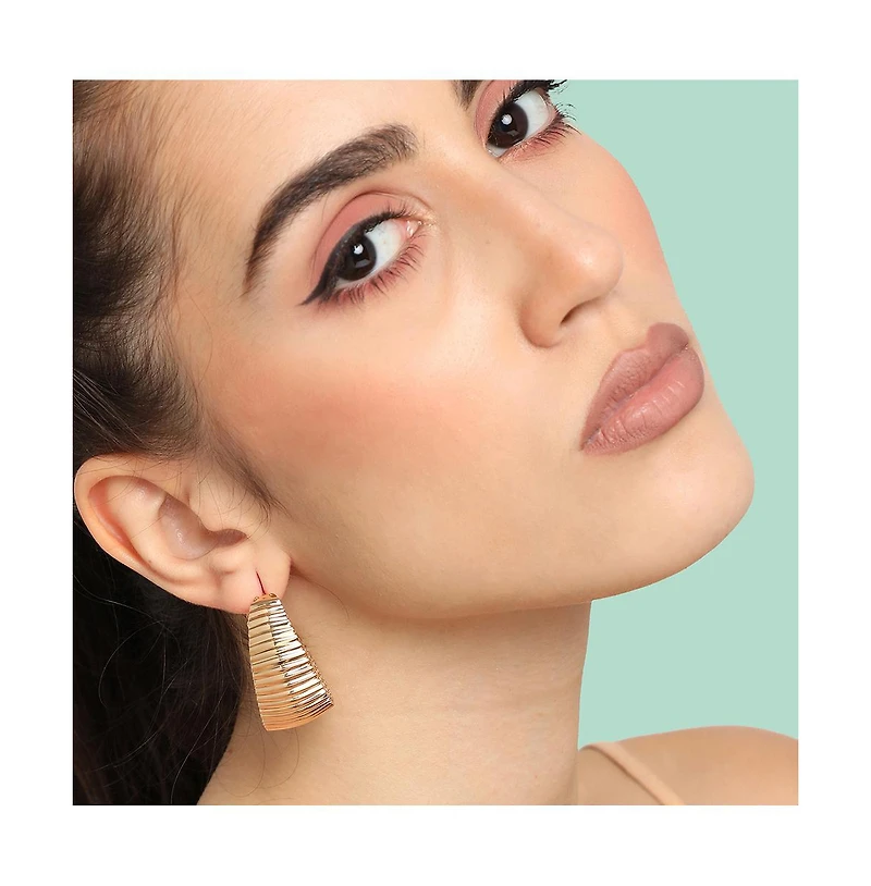 Sohi Women's Gold Ripple Hoop Earrings